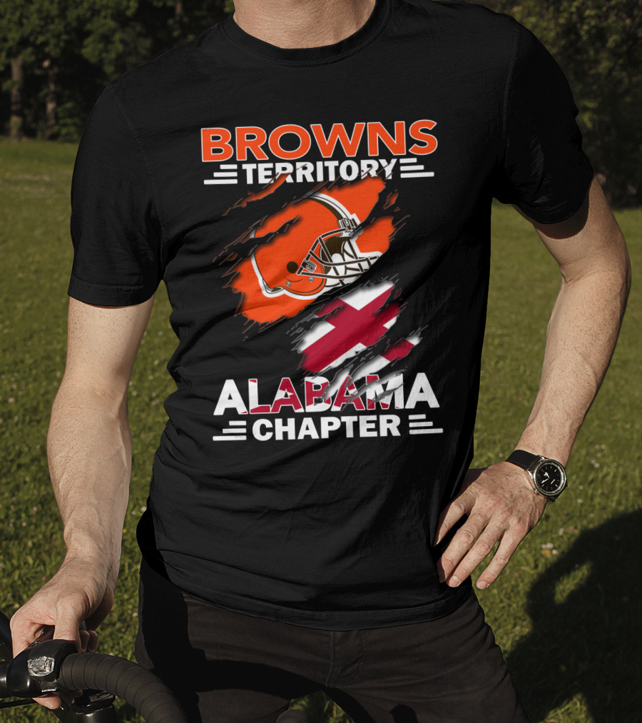 Browns Territory Alabama Chapter Football Helmet And Cross T-Shirt