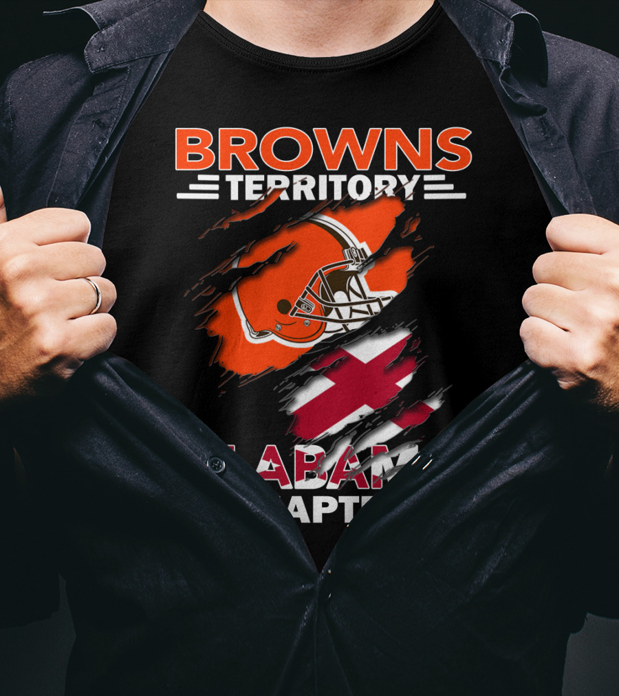 Browns Territory Alabama Chapter Football Helmet And Cross T-Shirt