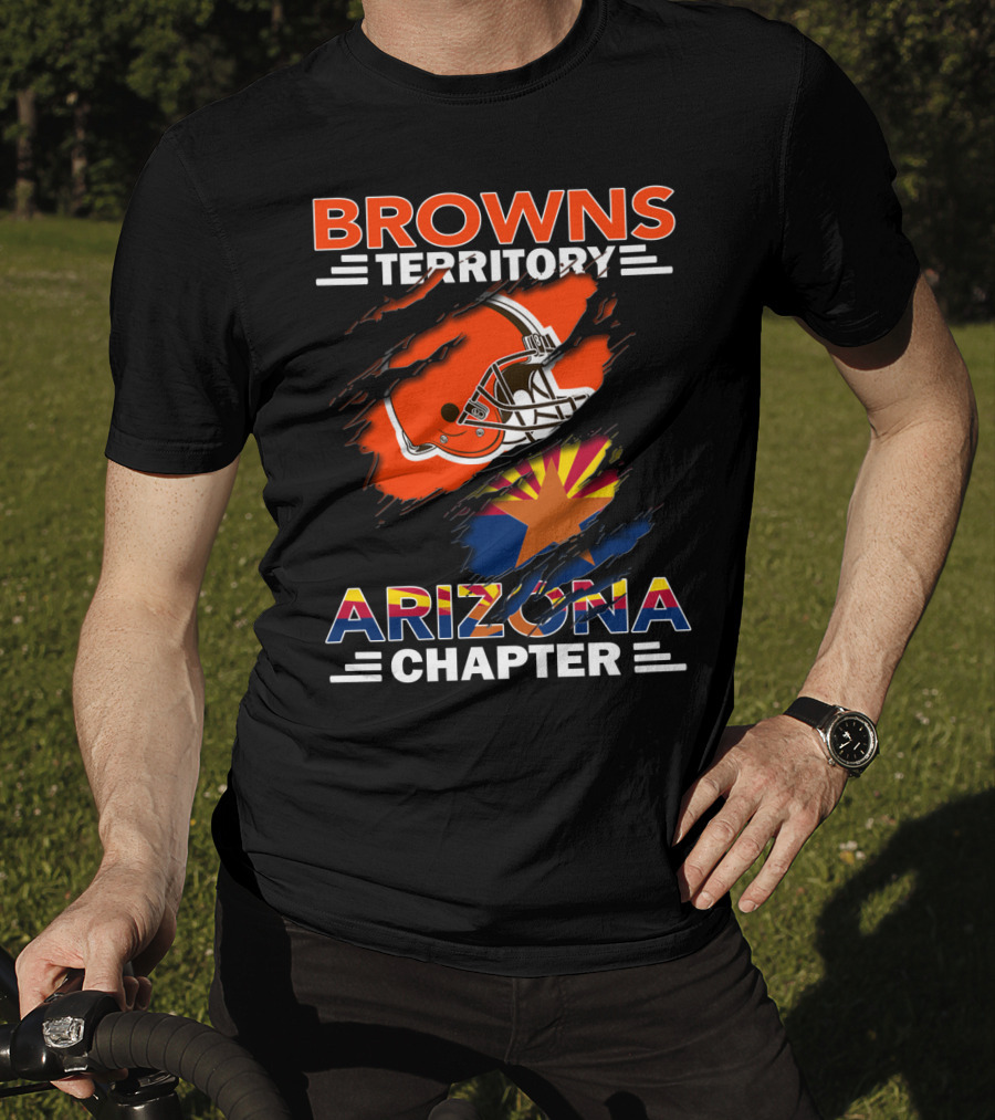 Browns Territory Arizona Chapter Football Helmet Arizona State Flag T-Shirt