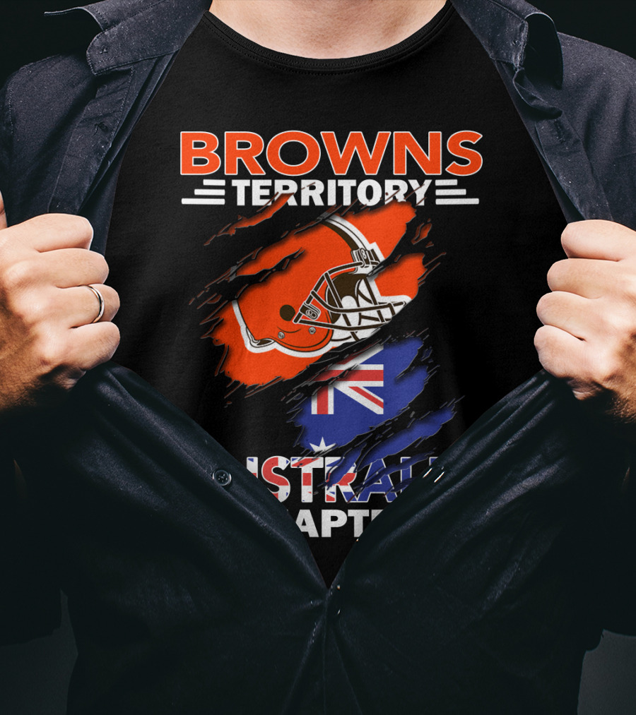 Browns Territory Australia Chapter Helmet With Flag T-Shirt