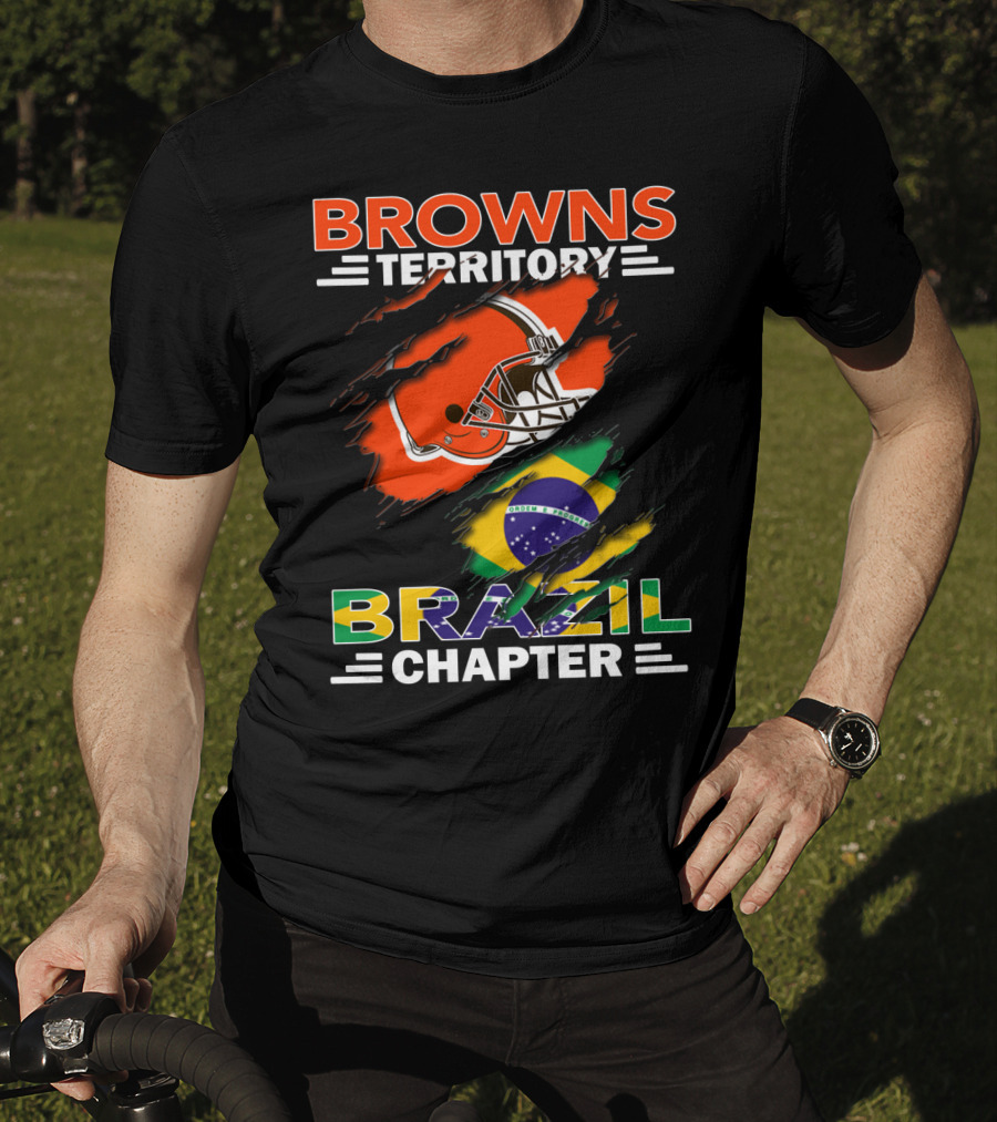 Browns Territory Brazil Chapter Helmet And Flag T-Shirt