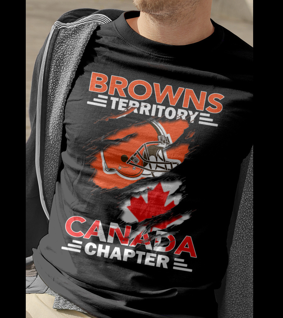 Browns Territory Canada Chapter Helmet And Maple Leaf T-Shirt