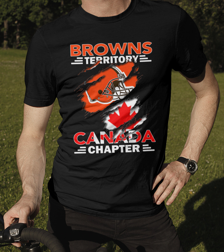 Browns Territory Canada Chapter Helmet And Maple Leaf T-Shirt