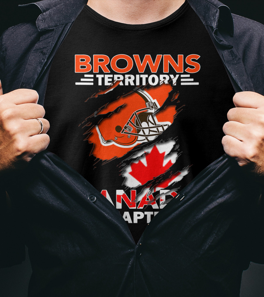 Browns Territory Canada Chapter Helmet And Maple Leaf T-Shirt