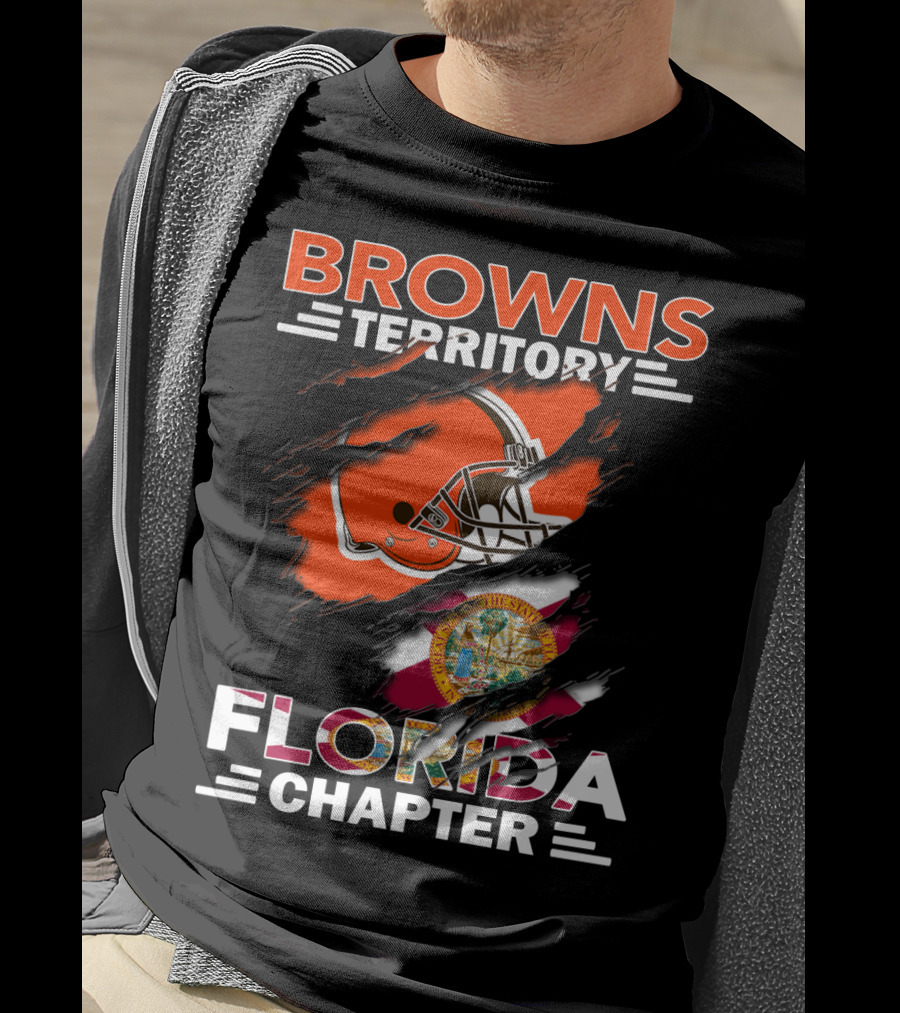 Browns Territory Florida Chapter Football Helmet And State Flag T-Shirt