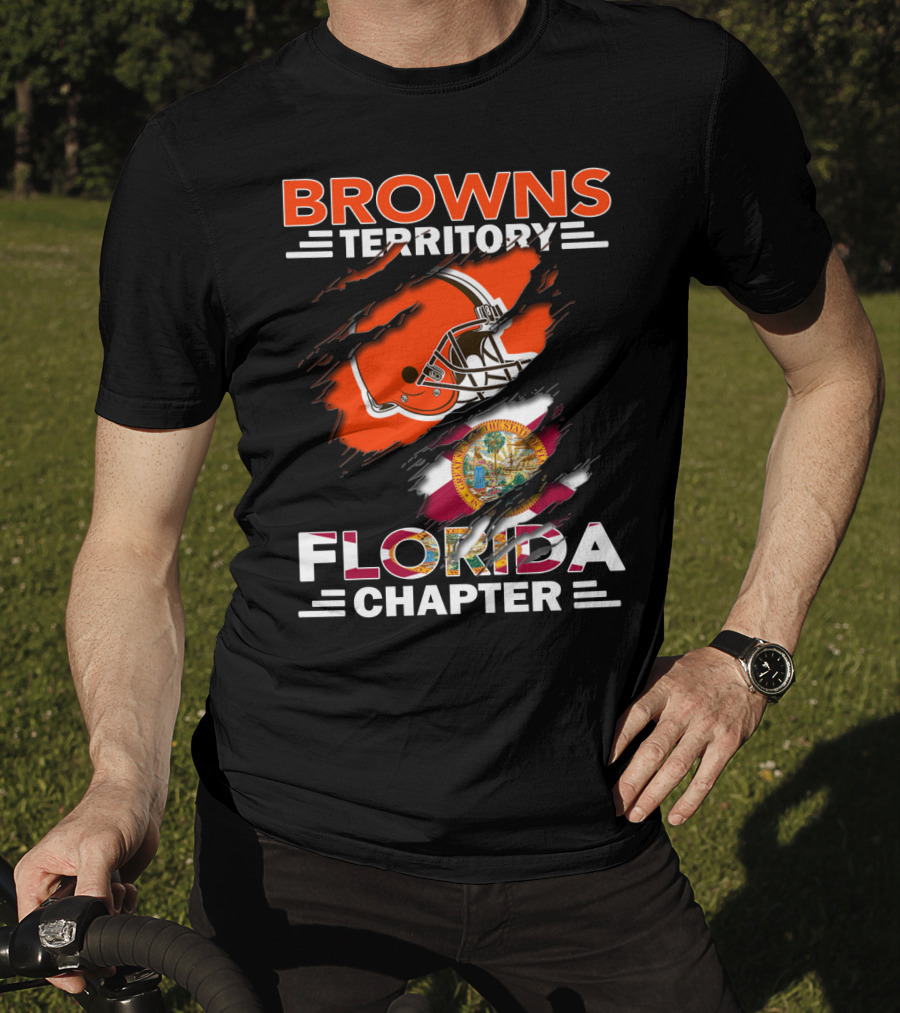 Browns Territory Florida Chapter Football Helmet And State Flag T-Shirt