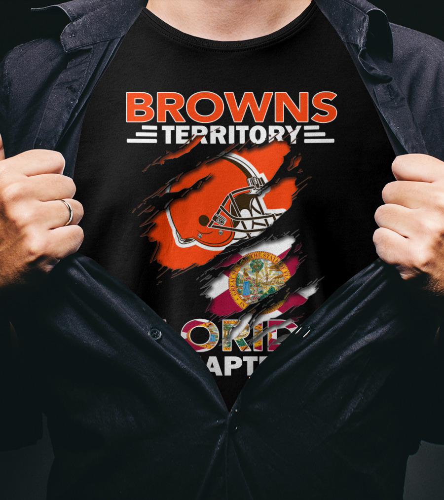 Browns Territory Florida Chapter Football Helmet And State Flag T-Shirt