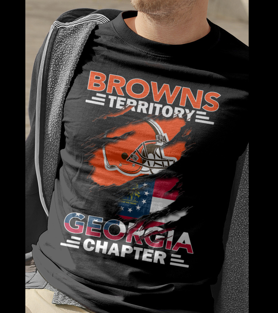 Browns Territory Georgia Chapter Helmet And Flag T-Shirt