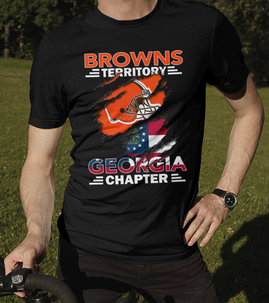 Browns Territory Georgia Chapter Helmet And Flag T-Shirt