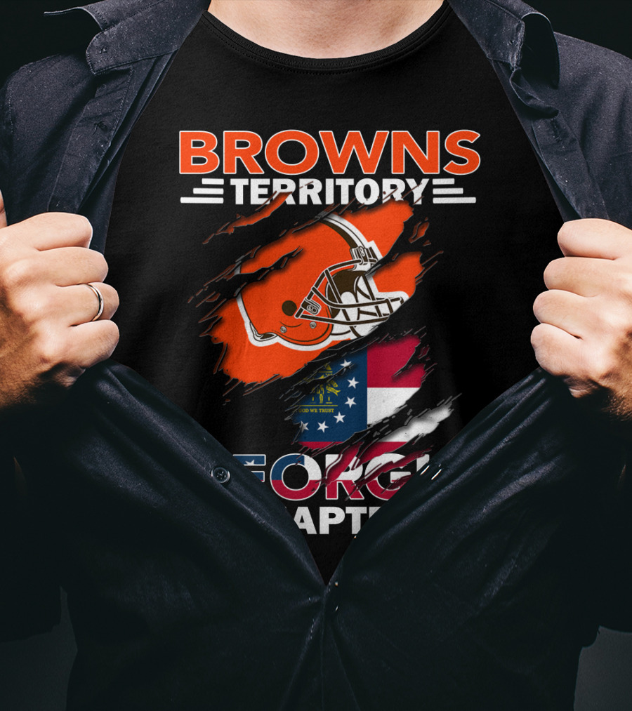 Browns Territory Georgia Chapter Helmet And Flag T-Shirt