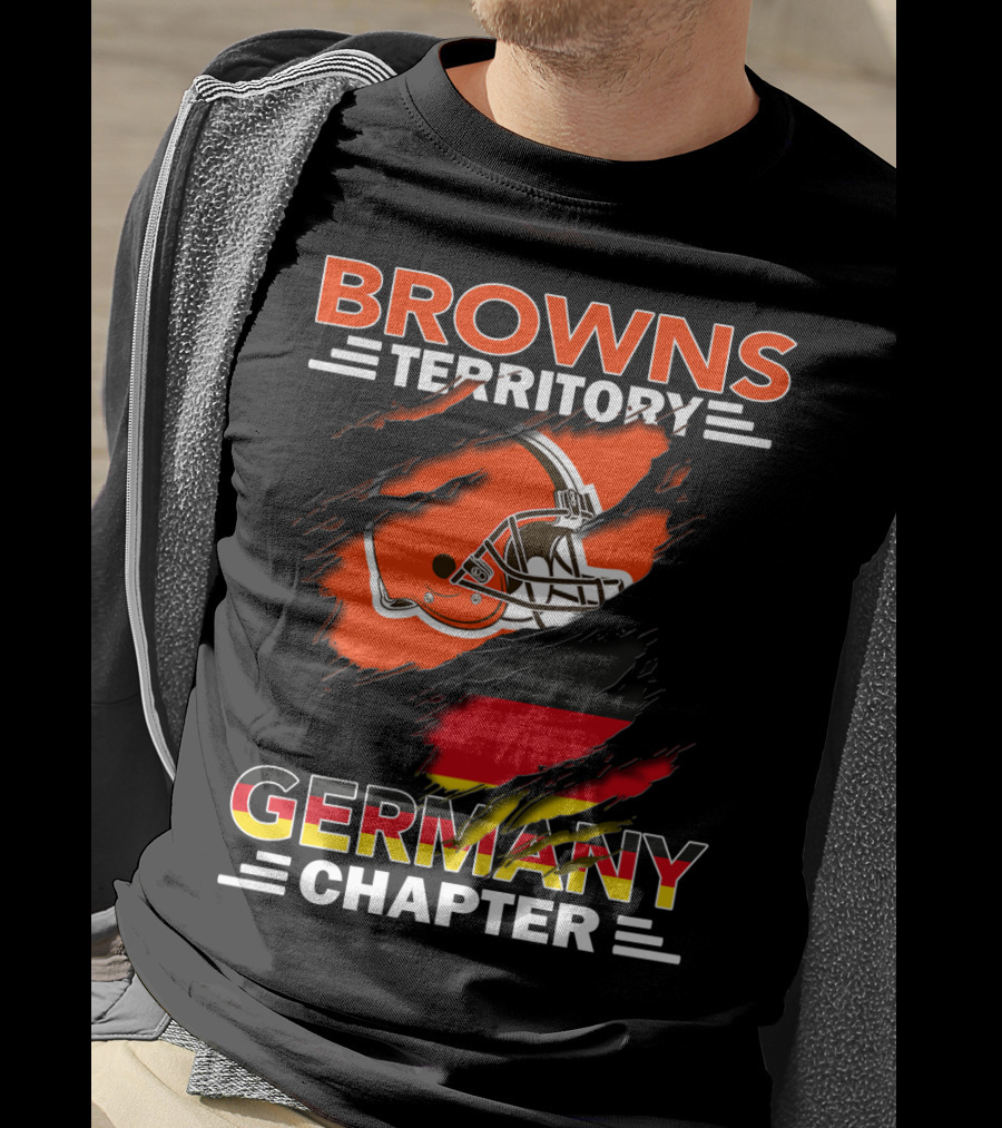 Browns Territory Germany Chapter Helmet And Flag T-Shirt