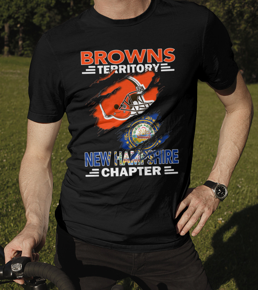 Browns Territory New Hampshire Chapter Football Helmet And State Seal T-Shirt
