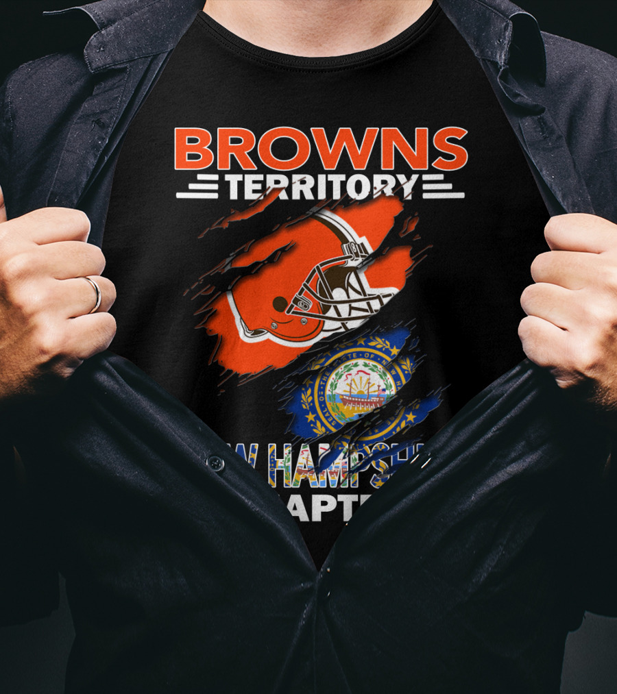 Browns Territory New Hampshire Chapter Football Helmet And State Seal T-Shirt
