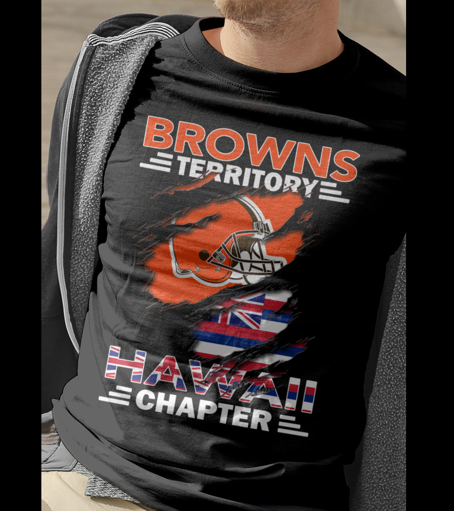 Browns Territory Hawaii Chapter Football Helmet Hawaiian Flag T-Shirt