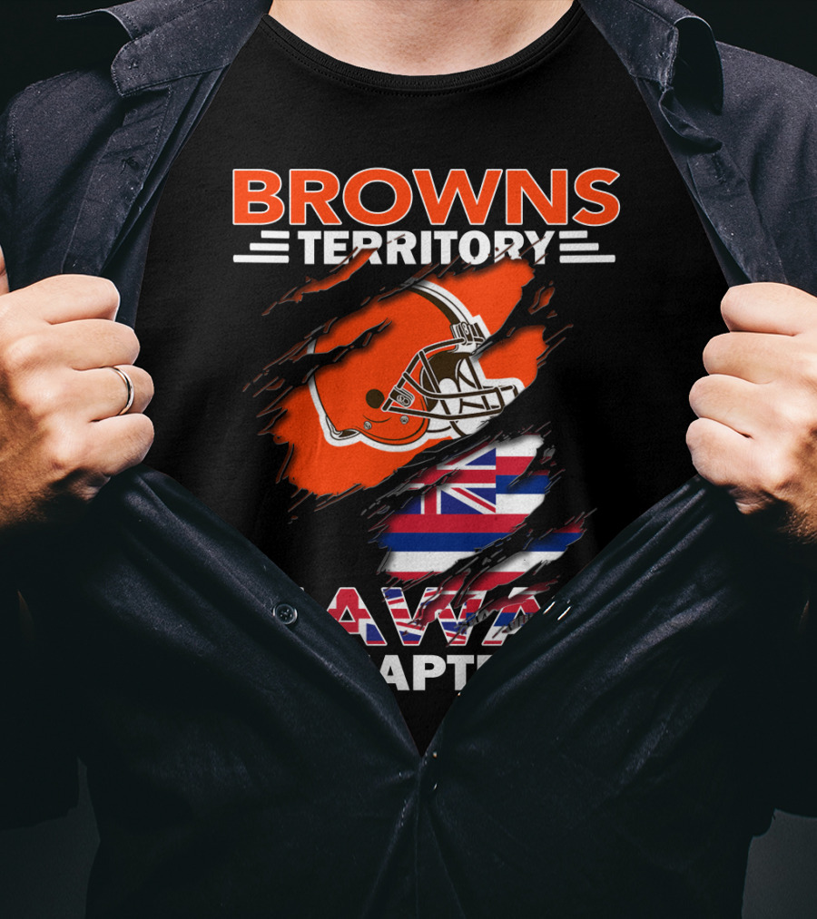 Browns Territory Hawaii Chapter Football Helmet Hawaiian Flag T-Shirt