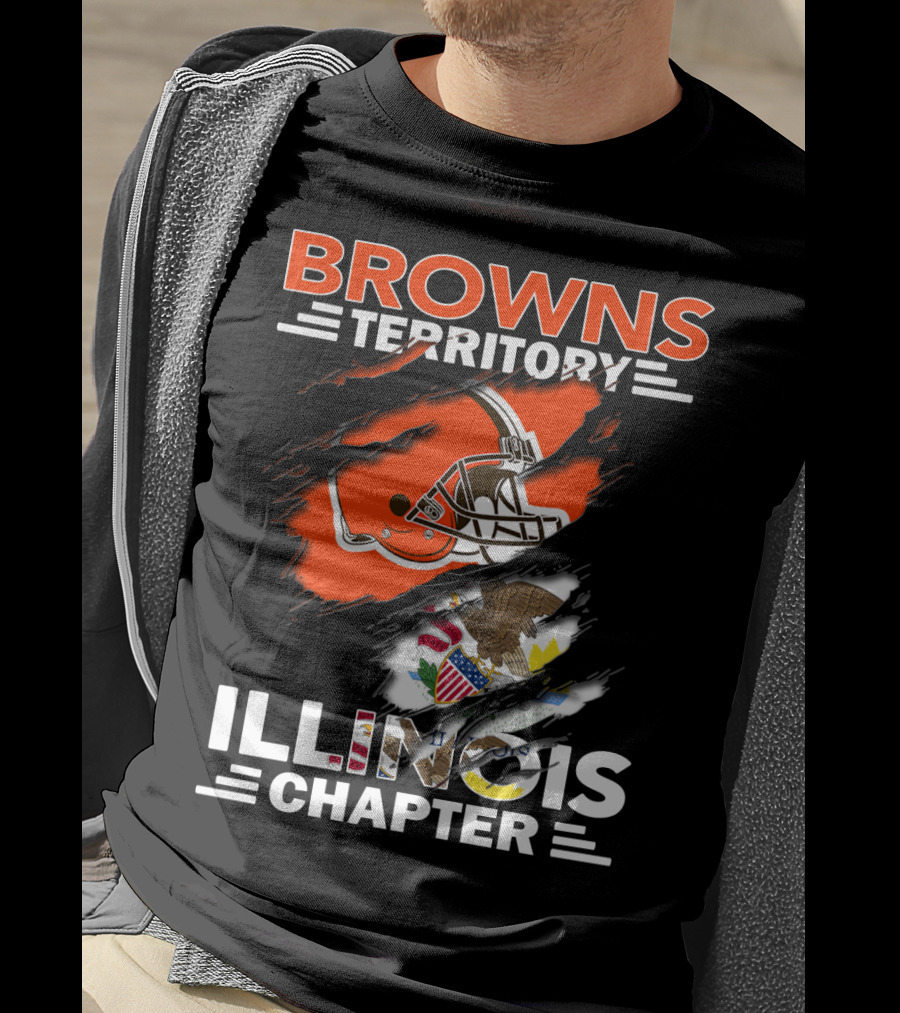 Browns Territory Illinois Chapter Helmet And American Eagle T-Shirt