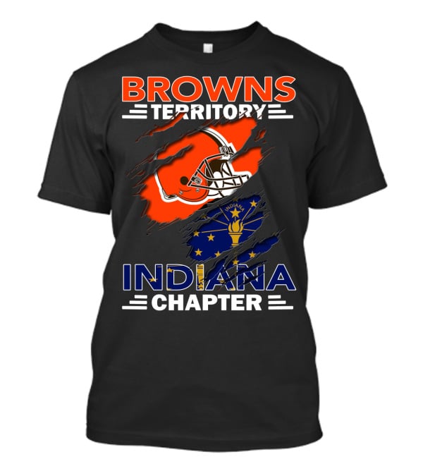 Browns Territory Indiana Chapter Helmet And Indiana Flag T-Shirt