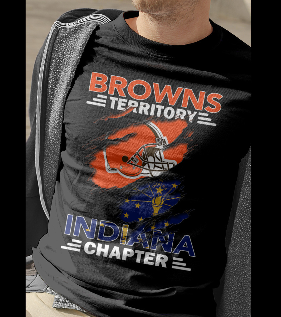 Browns Territory Indiana Chapter Helmet And Indiana Flag T-Shirt