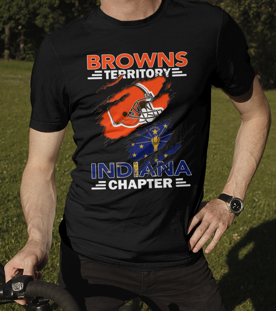Browns Territory Indiana Chapter Helmet And Indiana Flag T-Shirt