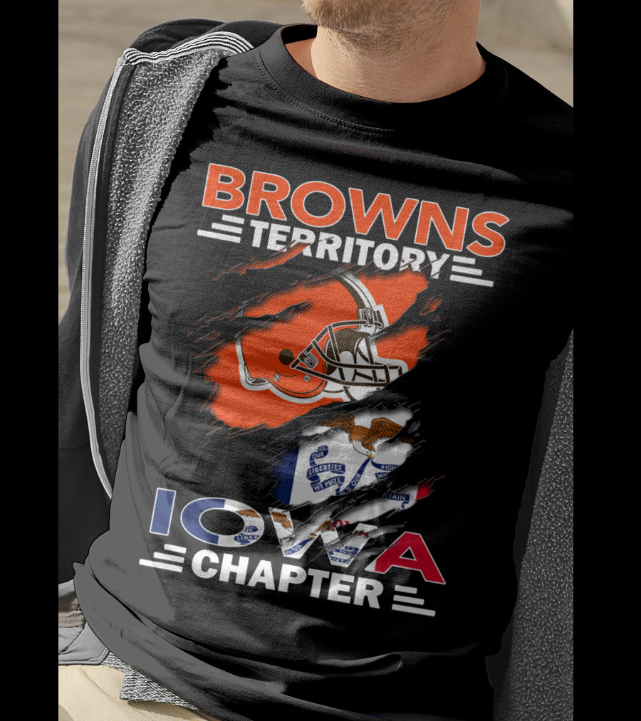Browns Territory Iowa Chapter Helmet And Flag T-Shirt