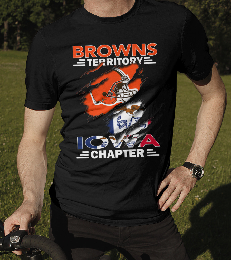 Browns Territory Iowa Chapter Helmet And Flag T-Shirt