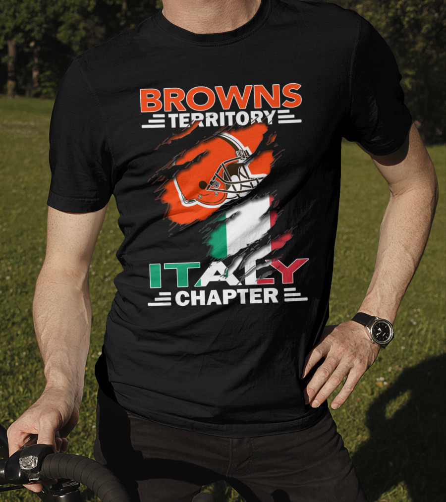 Browns Territory Italy Chapter Cleveland Football Helmet And Italian Flag T-Shirt