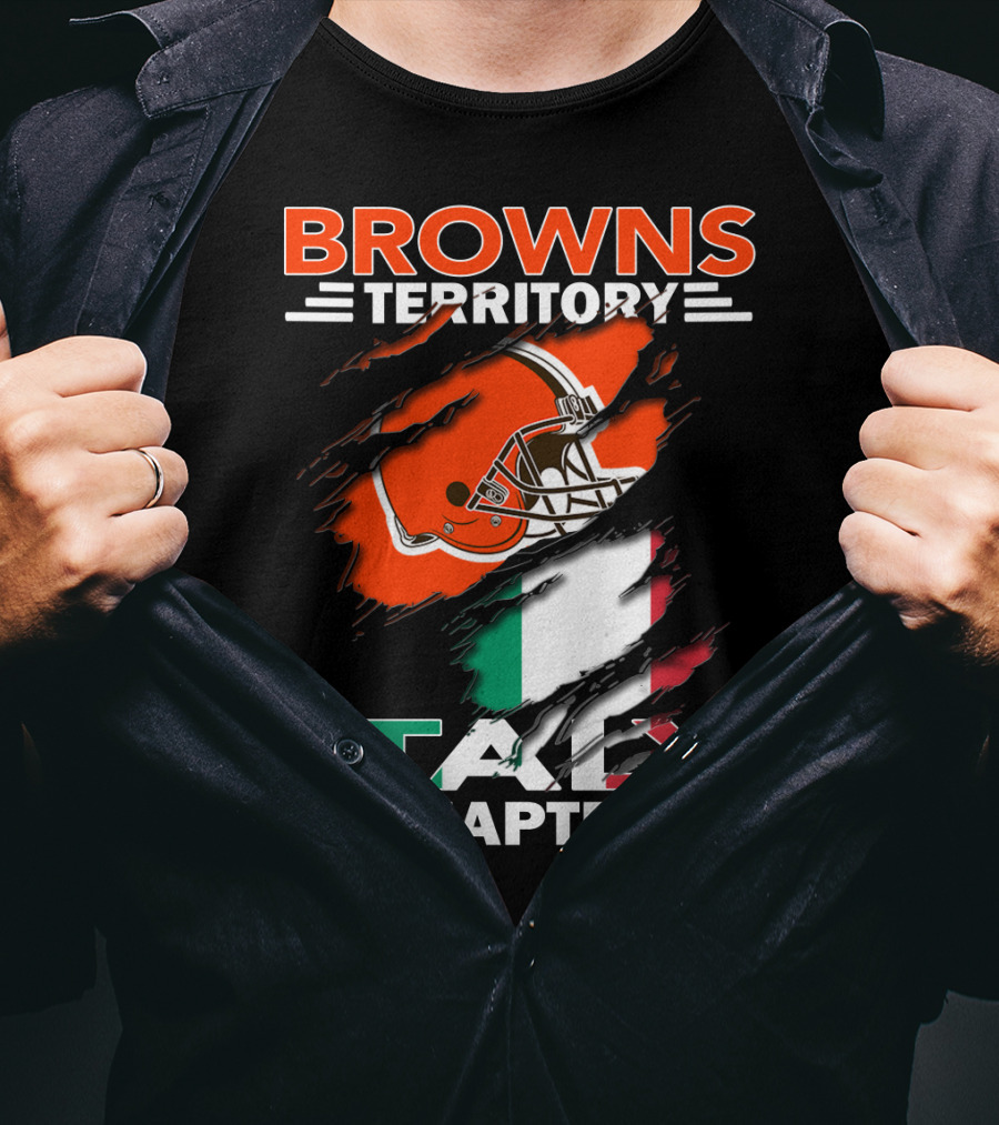 Browns Territory Italy Chapter Cleveland Football Helmet And Italian Flag T-Shirt
