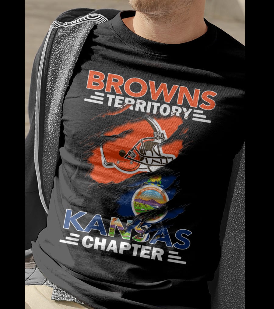 Browns Territory Kansas Chapter Football Helmet And State Seal T-Shirt