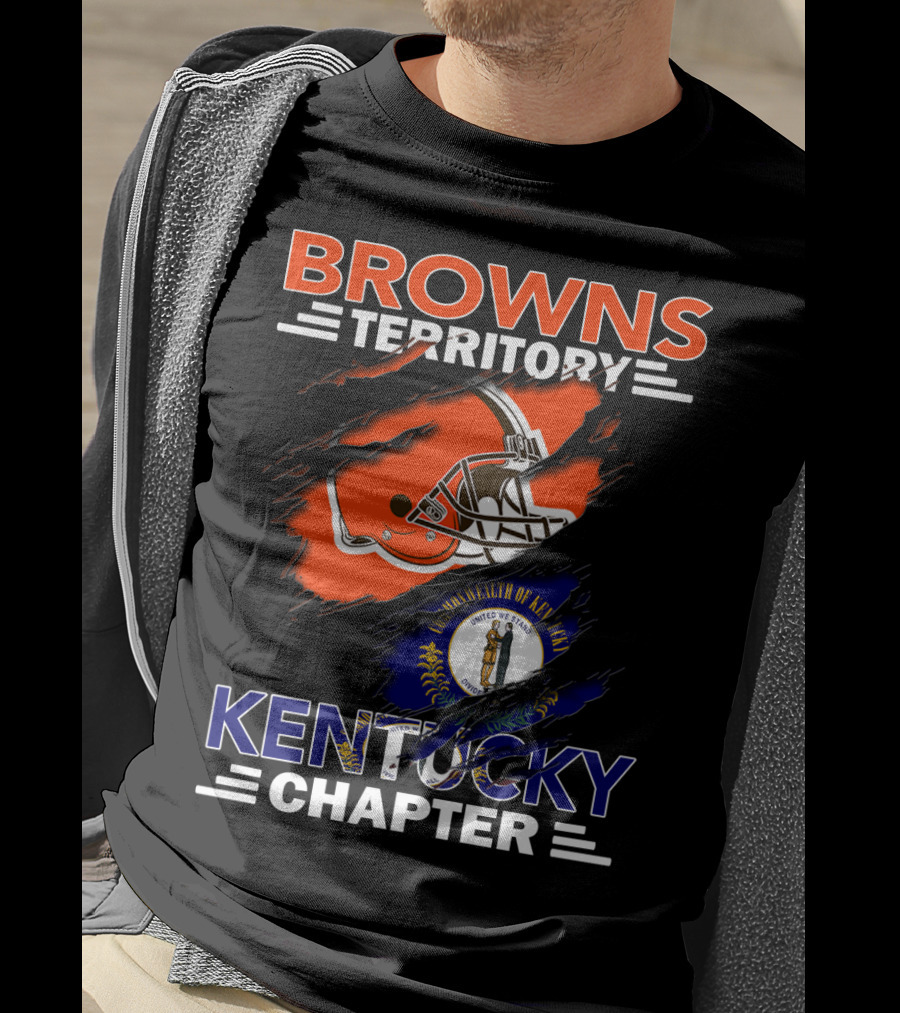 Browns Territory Kentucky Chapter Helmet And State Flag T-Shirt