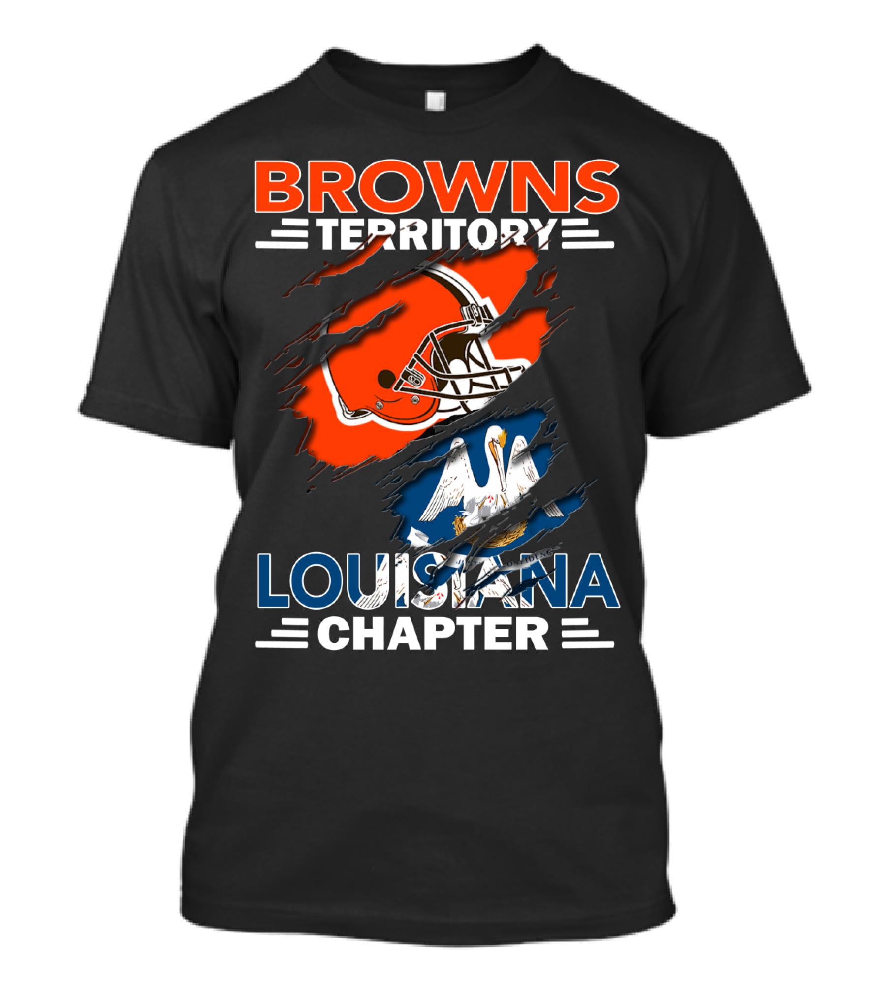 Browns Territory Louisiana Chapter Football Helmet State Flag T-Shirt