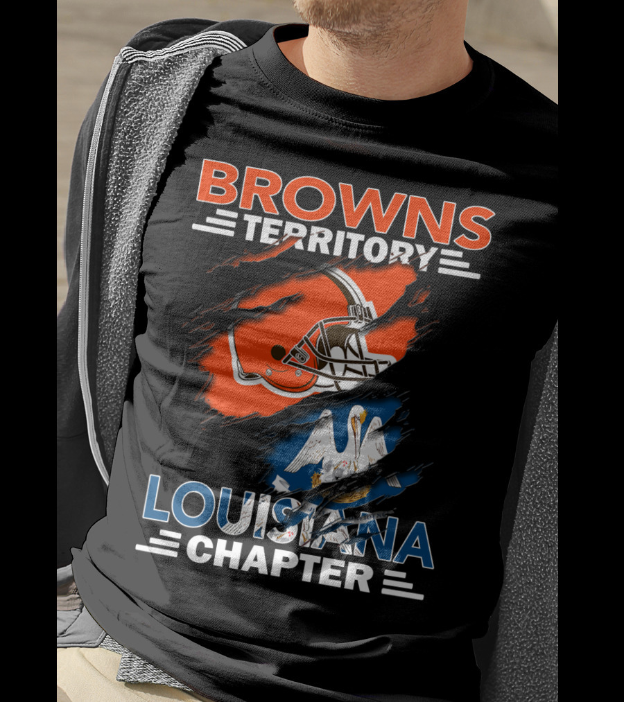 Browns Territory Louisiana Chapter Football Helmet State Flag T-Shirt