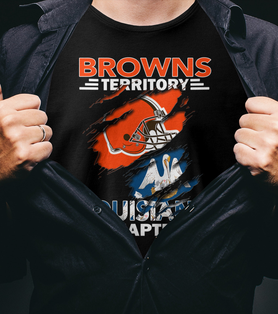Browns Territory Louisiana Chapter Football Helmet State Flag T-Shirt