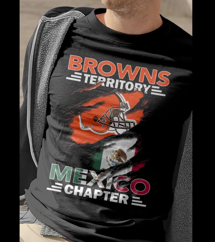 Browns Territory Mexico Chapter Cleveland Football Helmet Mexican Flag T-Shirt