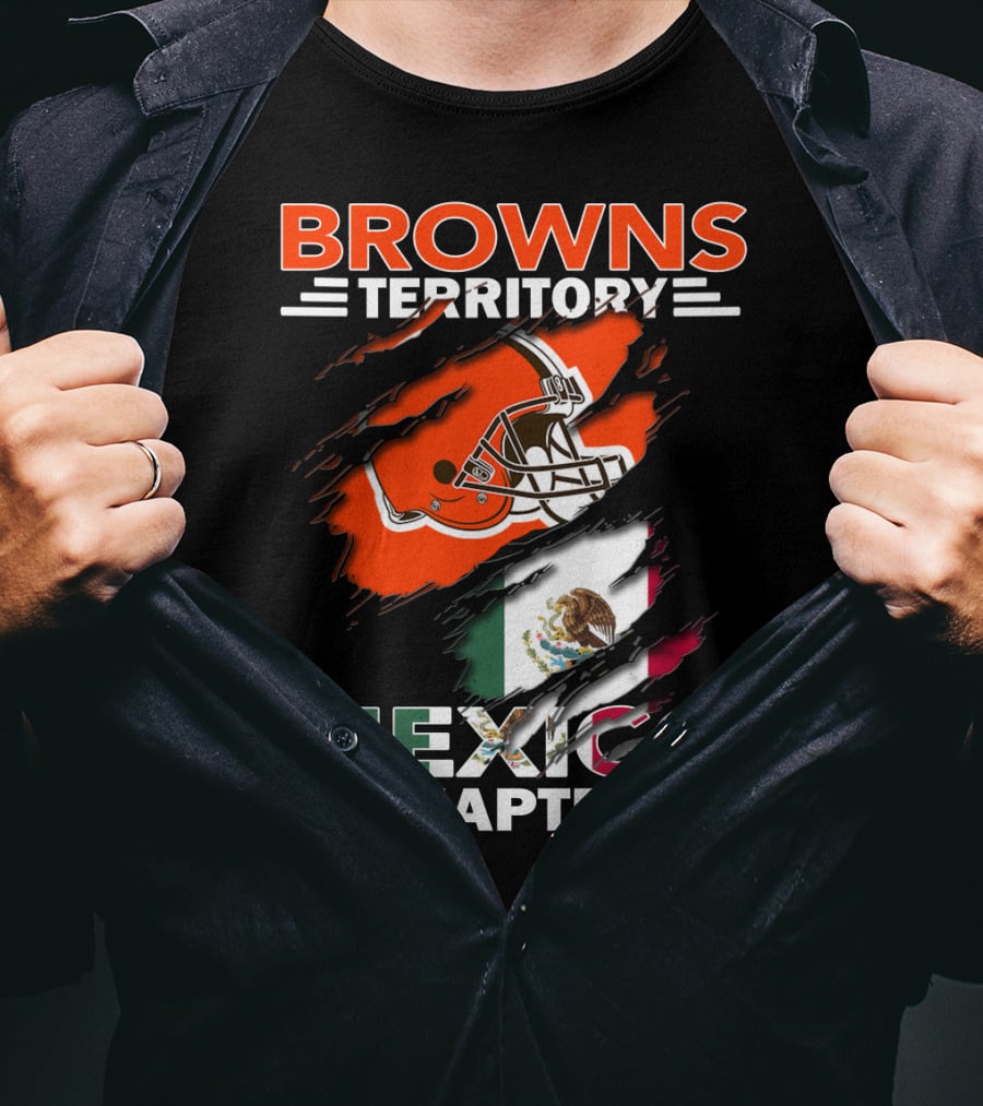 Browns Territory Mexico Chapter Cleveland Football Helmet Mexican Flag T-Shirt