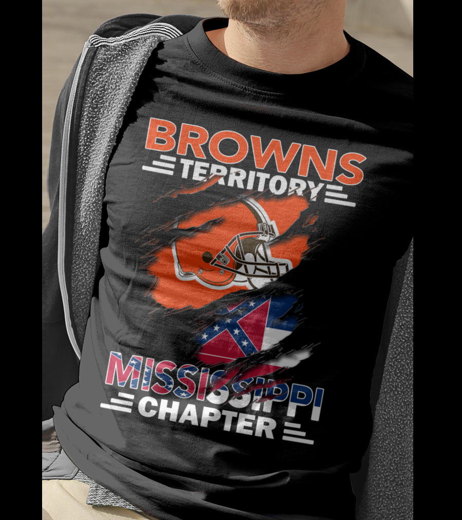Browns Territory Mississippi Chapter Helmet And Flag T-Shirt