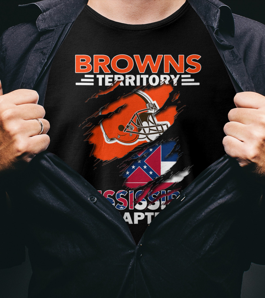 Browns Territory Mississippi Chapter Helmet And Flag T-Shirt