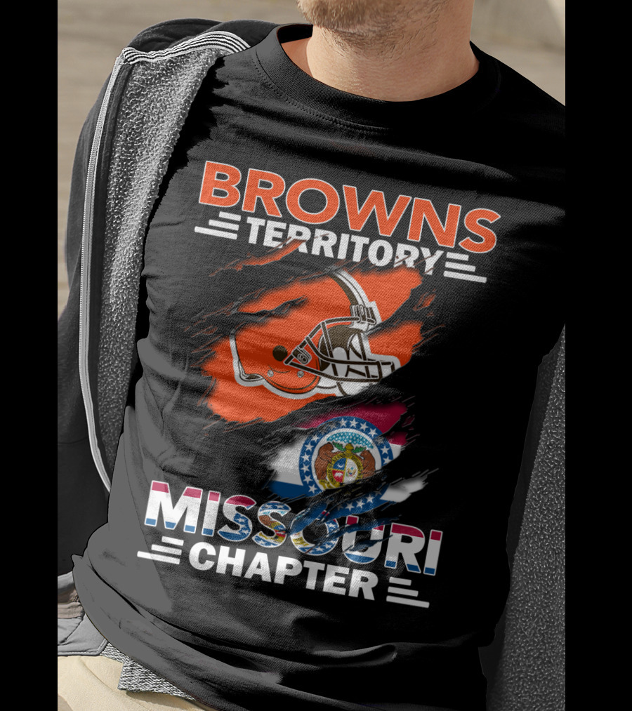 Browns Territory Missouri Chapter Helmet And State Flag T-Shirt