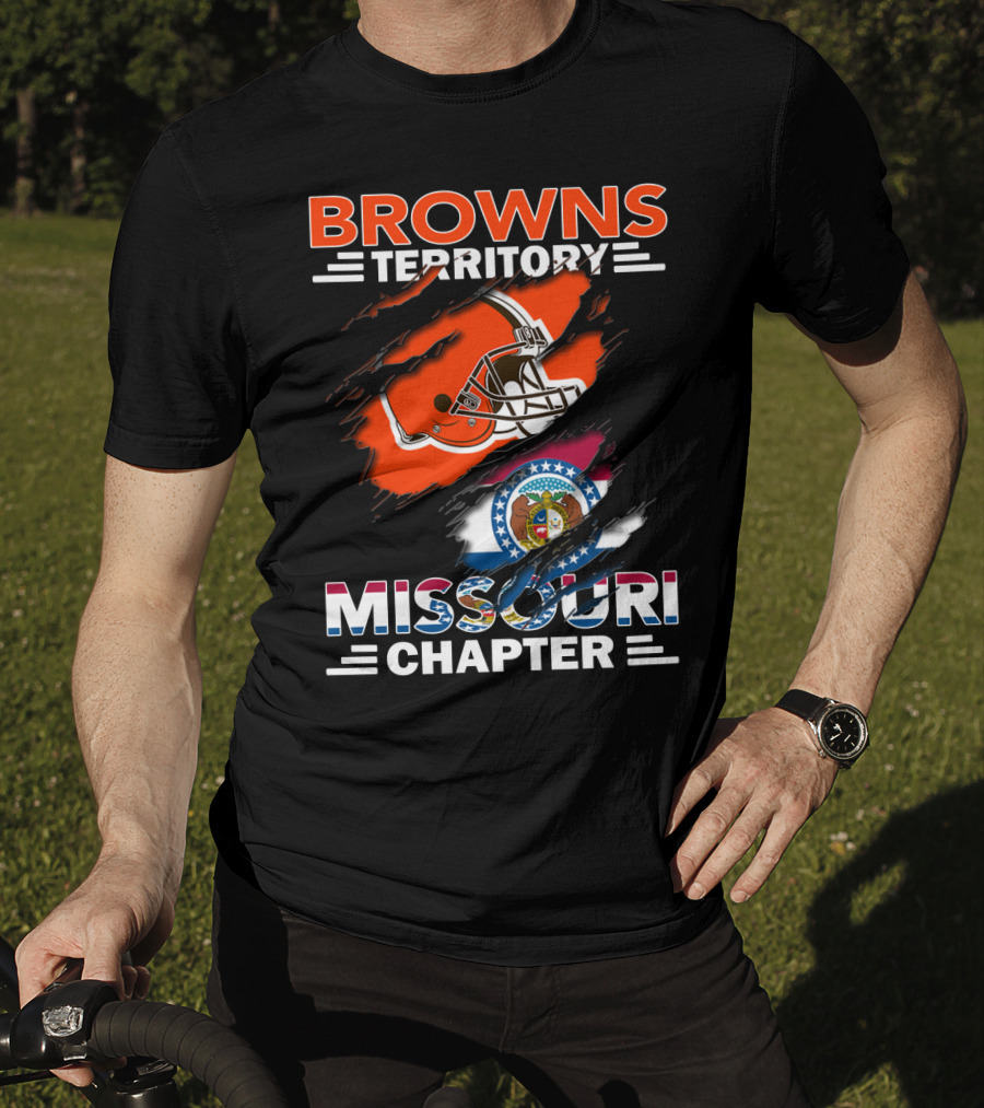 Browns Territory Missouri Chapter Helmet And State Flag T-Shirt