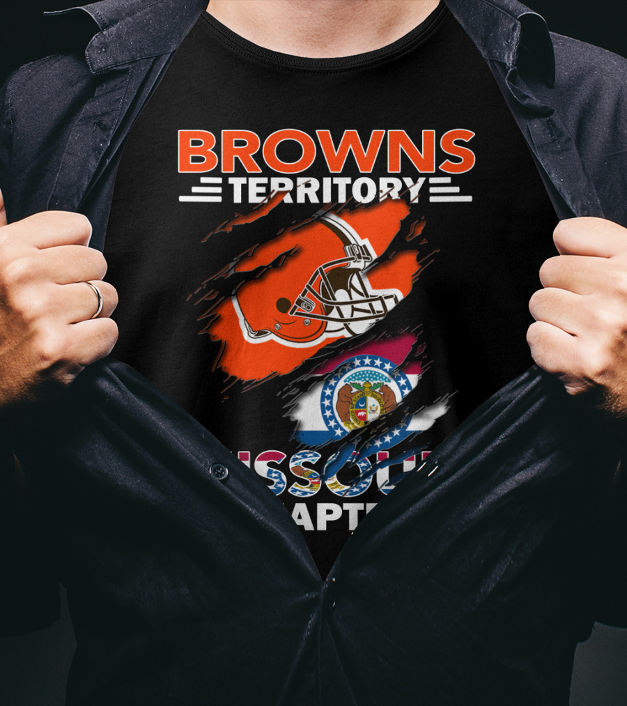 Browns Territory Missouri Chapter Helmet And State Flag T-Shirt
