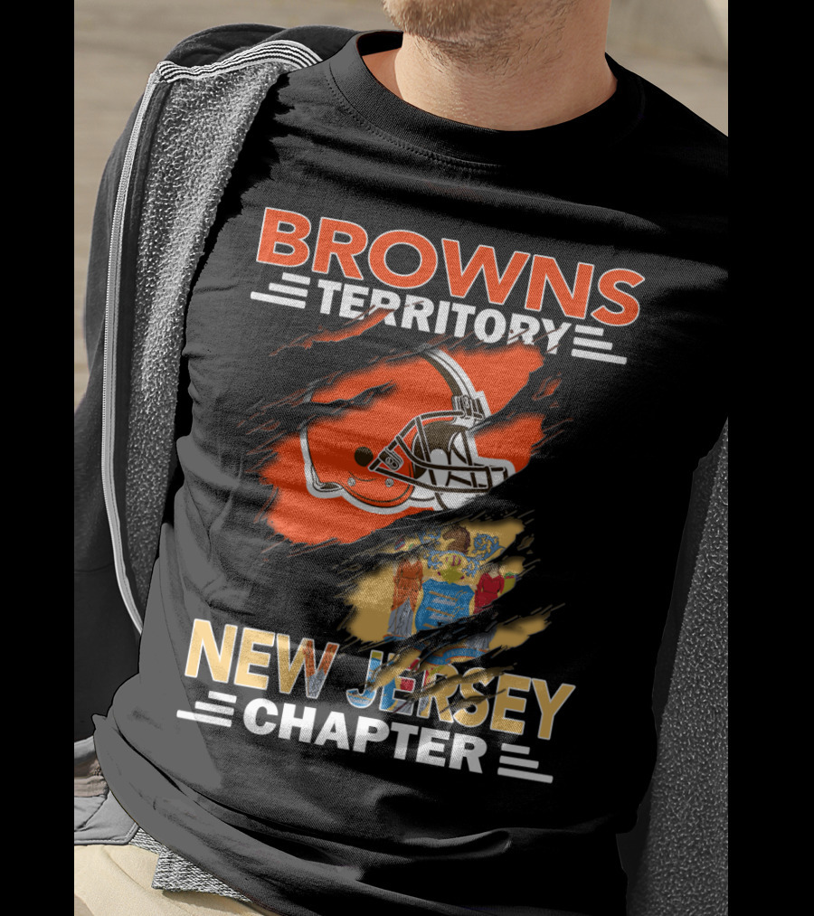 Browns Territory Football Helmet New Jersey Chapter State Flag T-Shirt