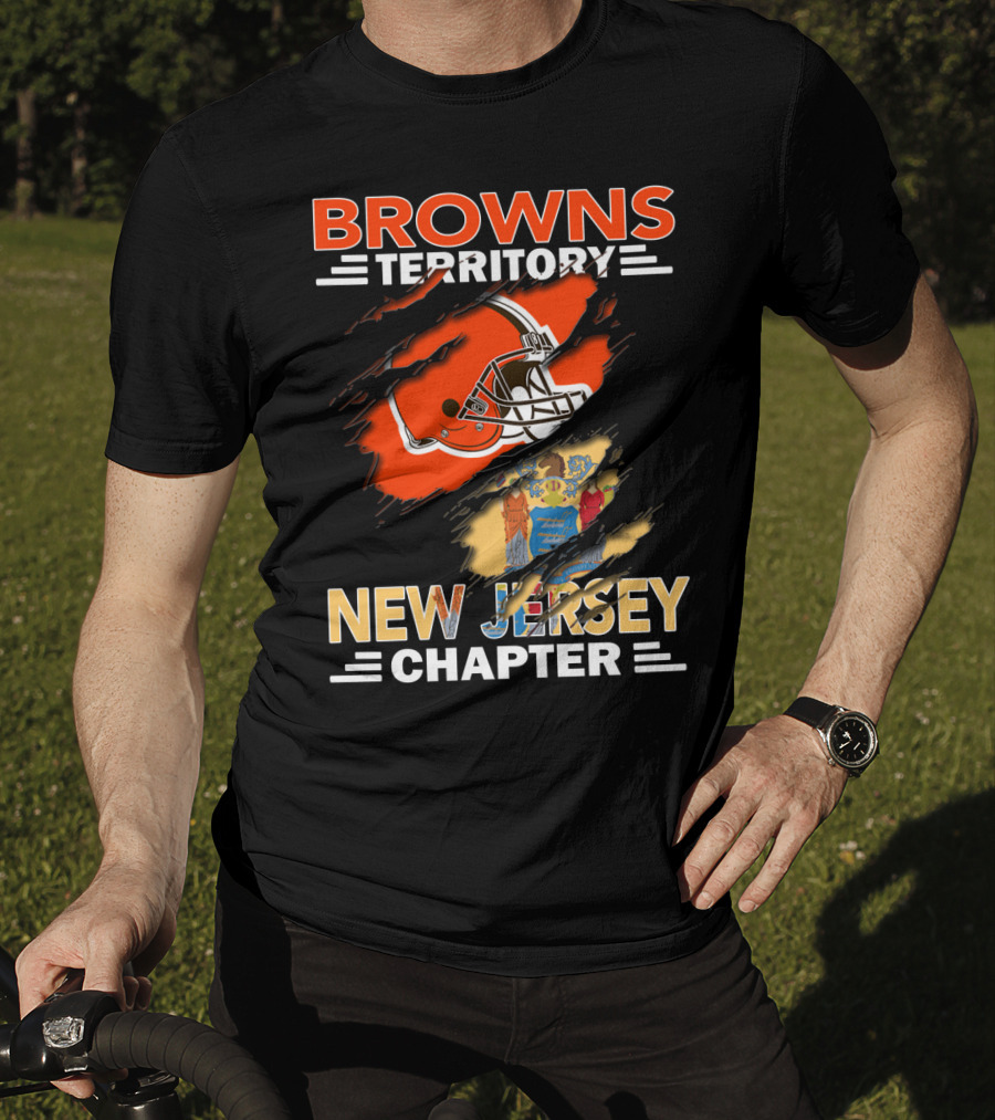 Browns Territory Football Helmet New Jersey Chapter State Flag T-Shirt