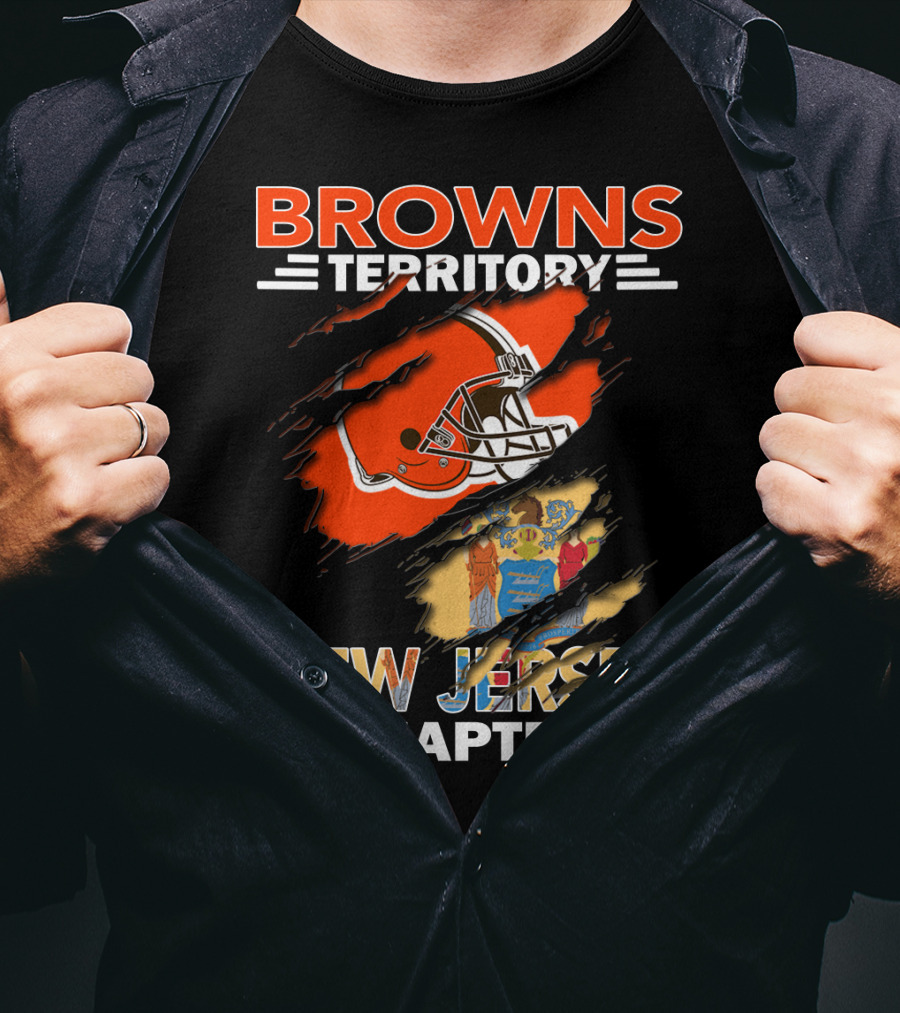 Browns Territory Football Helmet New Jersey Chapter State Flag T-Shirt