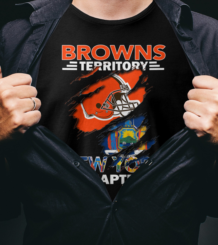 Browns Territory New York Chapter Cleveland Helmet State Flag Fusion T-Shirt