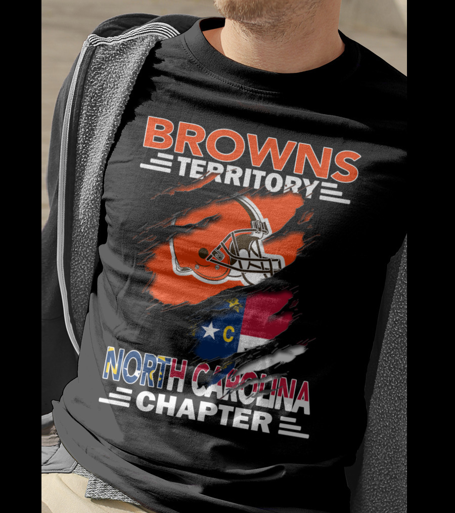 Browns Territory North Carolina Chapter Helmet And Flag T-Shirt