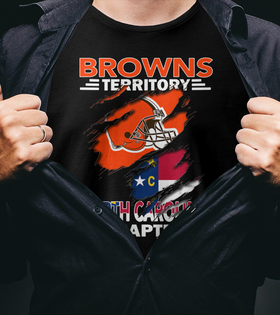 Browns Territory North Carolina Chapter Helmet And Flag T-Shirt