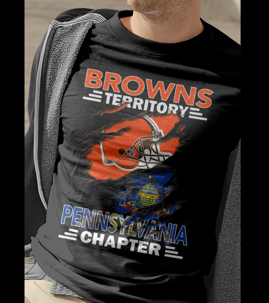 Browns Territory Pennsylvania Chapter Football Helmet State Flag T-Shirt
