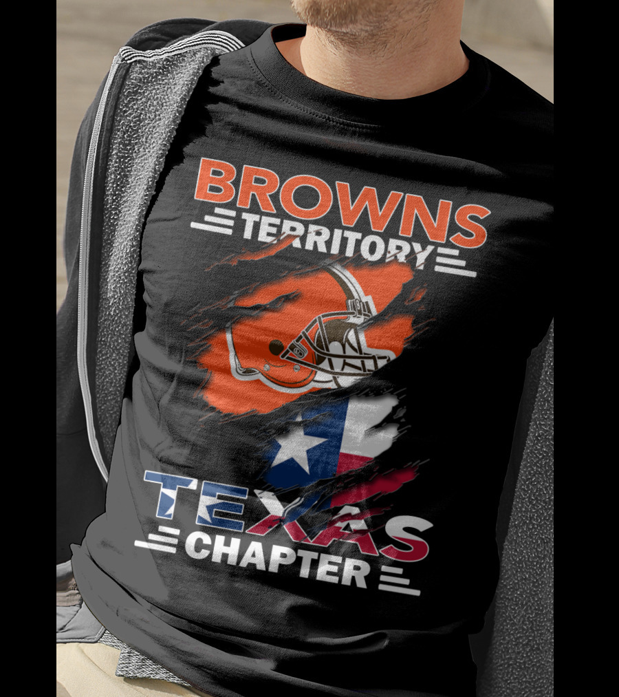 Browns Territory Texas Chapter Football Helmet And Texas Flag T-Shirt