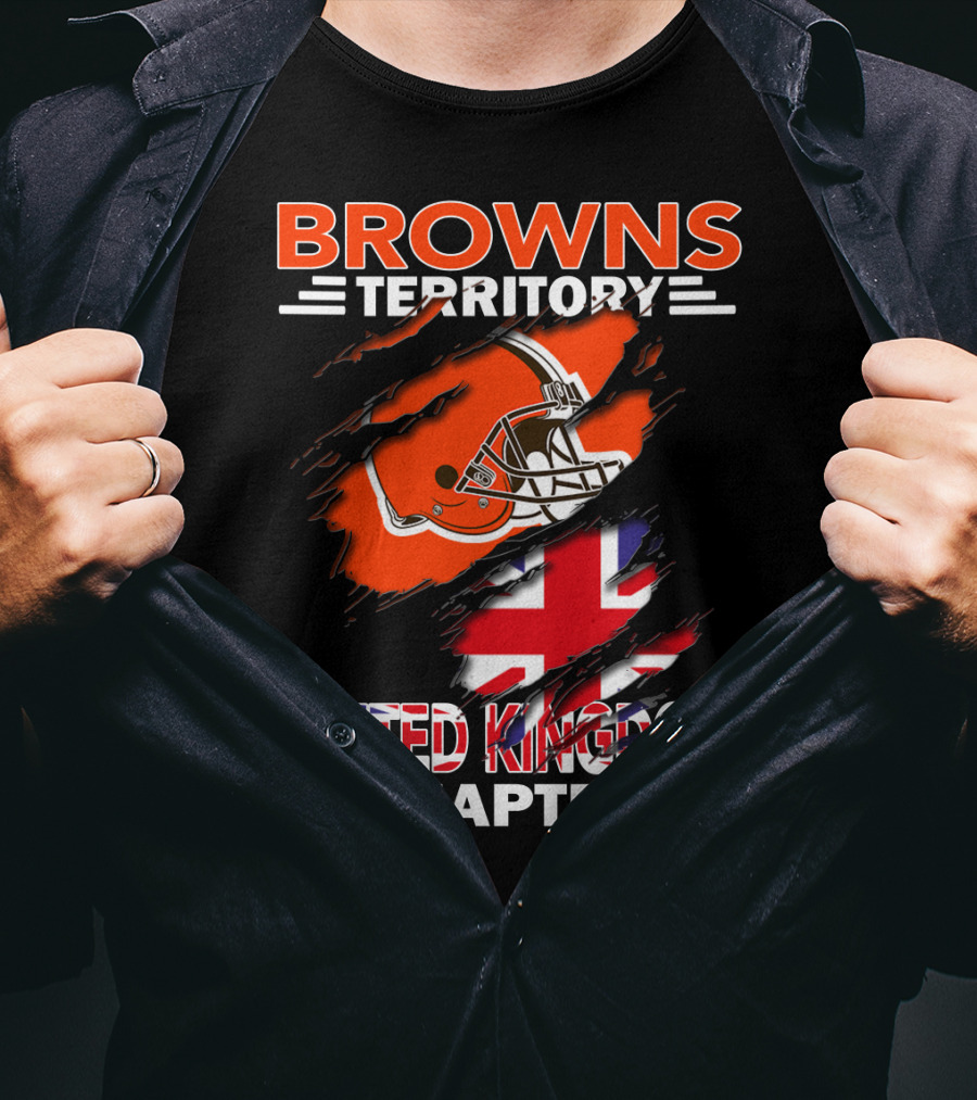 Browns Territory United Kingdom Chapter Football Helmet Union Jack Flag T-Shirt