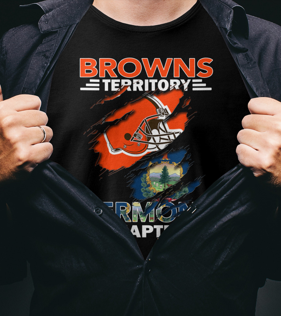 Browns Territory Vermont Chapter Helmet And Vermont State T-Shirt