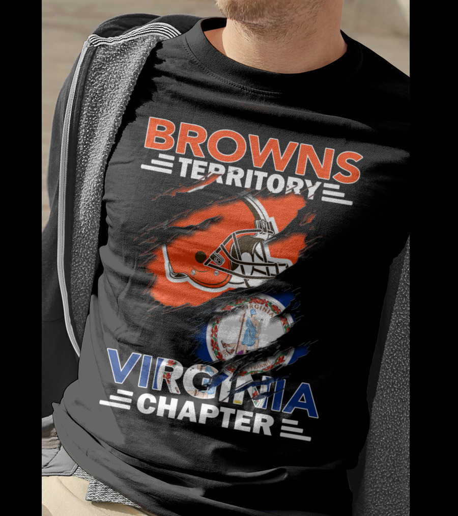 Browns Territory Virginia Chapter Helmet Virginia State Flag Fusion T-Shirt